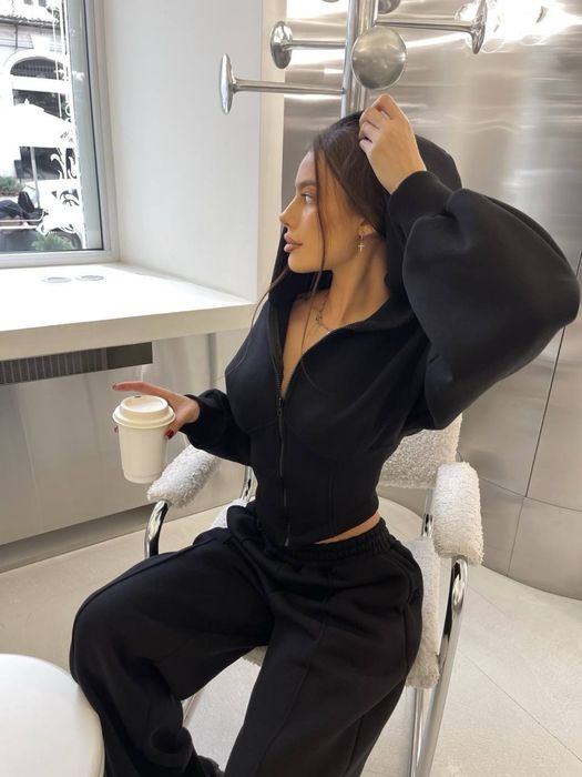 Стильний теплий жіночий костюм корсет (кофта) + штани палаццо