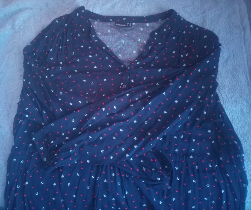 Sukienka damska granatowa w serca i kotwice r. XL