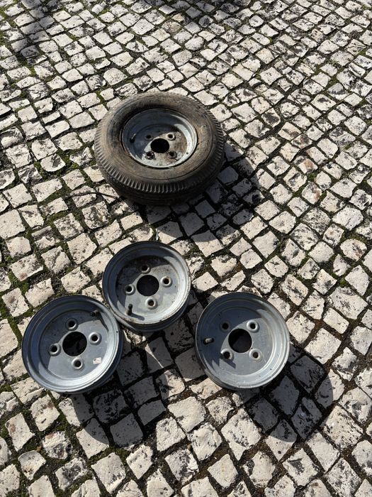 4 jantes de atrelado + 1 pneu 4.00x8