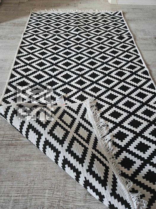 Dywan chodnik 80x150 boho etno wzór romby z frędzlami do salonu