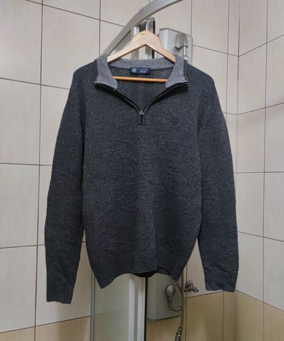 Sweter klasyczny L szary siwy ciemny ivy Oxford wełniany wełna wool wo