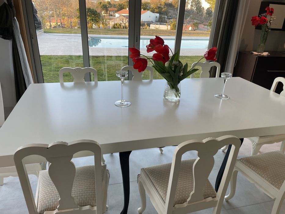 Mesa madeira tampo branco