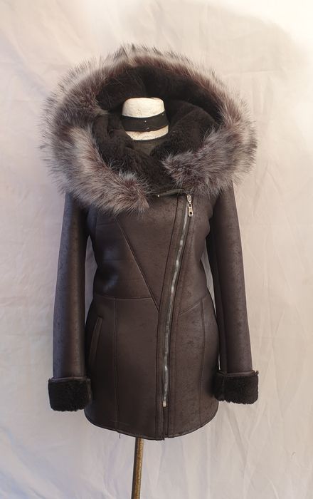 Piękny ciepły kożuch! Kaptur EKO SKÓRA S M L XL 2XL 3XL