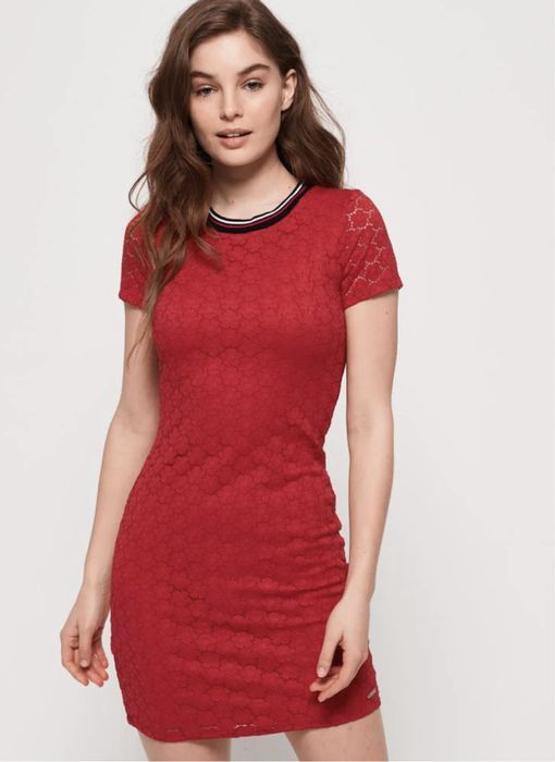 Оригінал SUPERDRY жіноча червона сукня eden floral lace, xxs