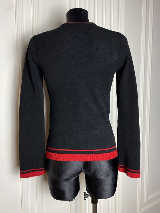 Nowy sweter damski dzianinowy czarny czerwony 40 L  vintage 00s