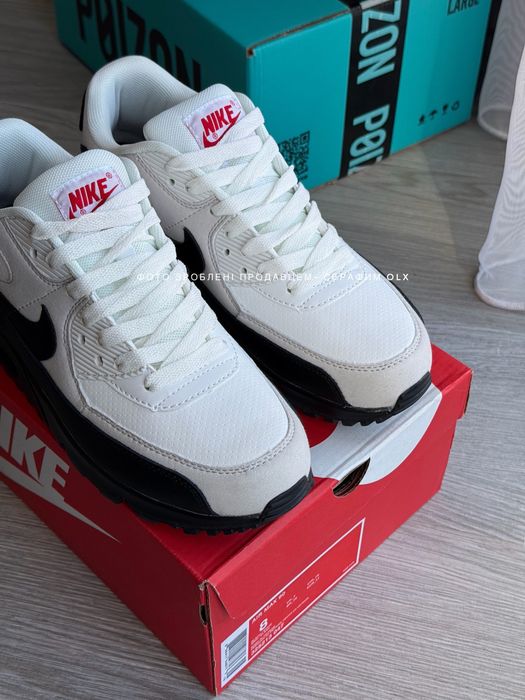 Оригинал Nike Air Max 90 White Black University Red (нові в коробці)