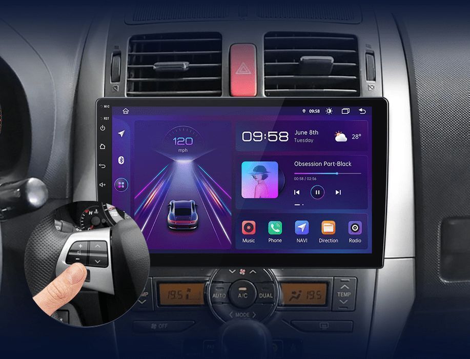 Toyota Auris E150 – Radio Android 15 9" CarPlay Android Auto 2GB/32GB GPS Nawigacja Stacja Multimedialna WiFi Bluetooth PL