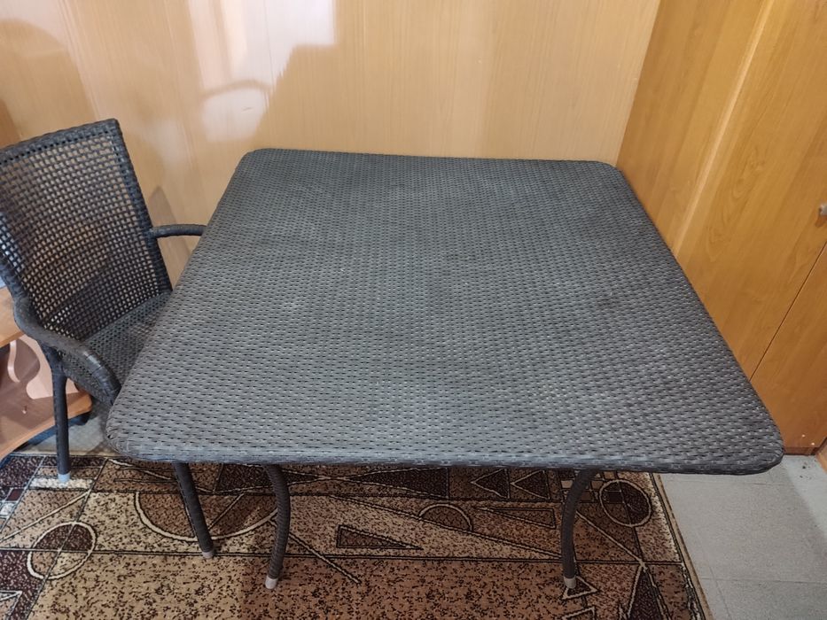 Стол и кресла ротанг антрацит