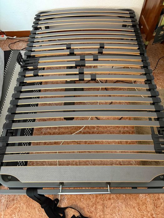 Conjunto de cama elétrica com ripas e suportes, colchão de espuma, firmeza