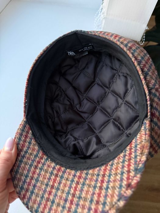 Утеплена кепка baker boy Zara, Твідова кепі у клітинку, Картуз, Кашкет