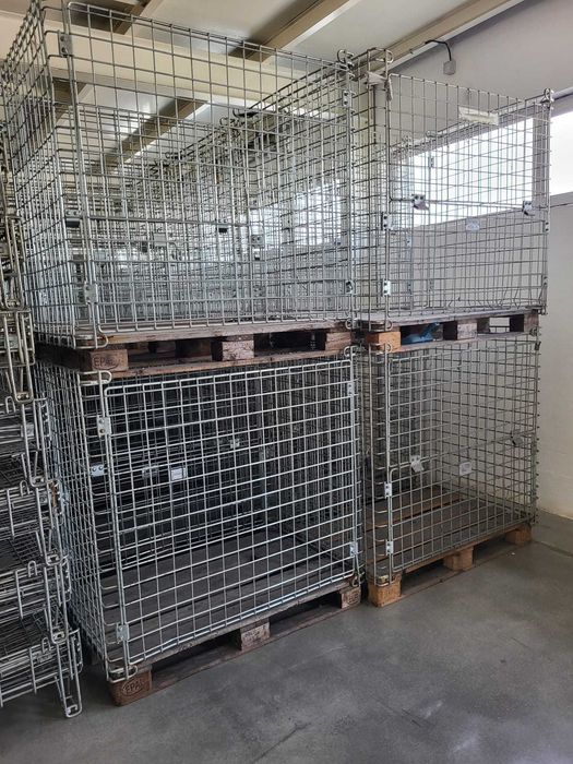 Cestos metálicos p/ palete EUR ou com base metálica - dimensões (C x L x A): 1,2 x 0,8 x 1,00 mts