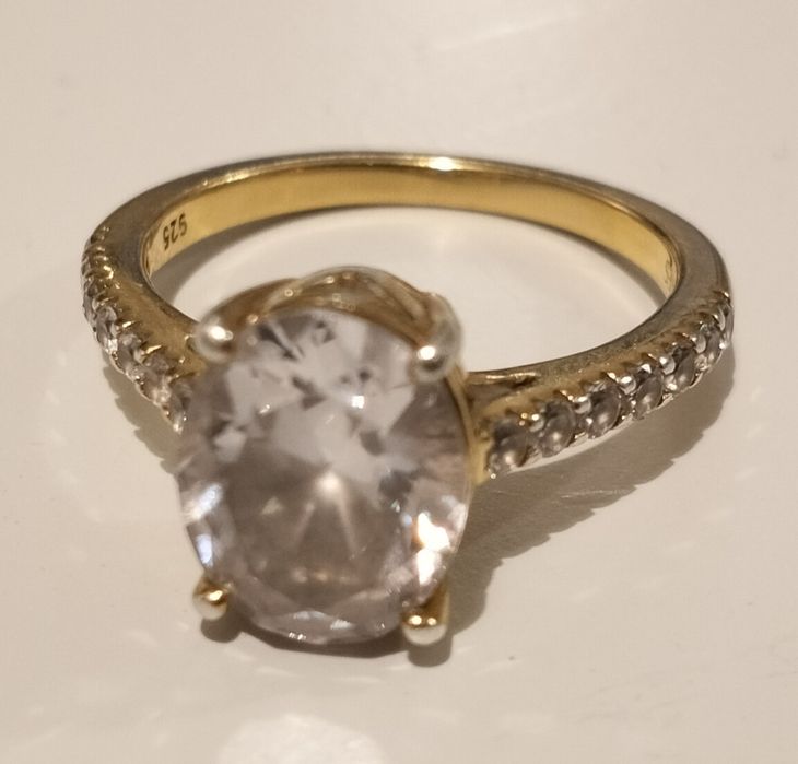 Pierścionek YES srebro pr.525 pozłacany z cyrkoniami