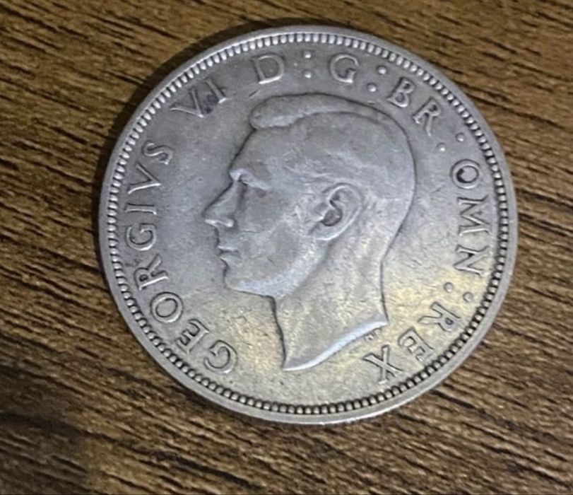 Moeda 1/2 Coroa 1942 Prata Reino Unido