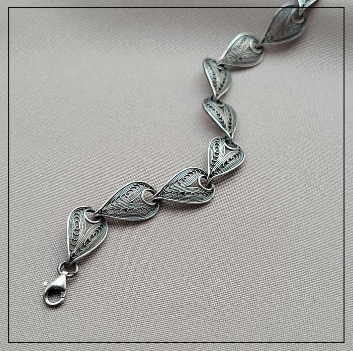 Filigranowa bransoletka TELKARI łezki – Srebro 925 oksydowane
