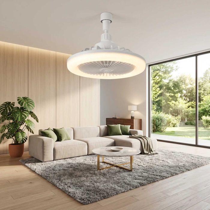Lampa sufitowa z wentylatorem – LED, Klasa A, E27