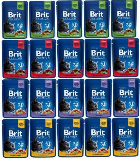Brit 4 pyszne smaki!!! mokra karma dla kota 20 x 100g 2kg!!