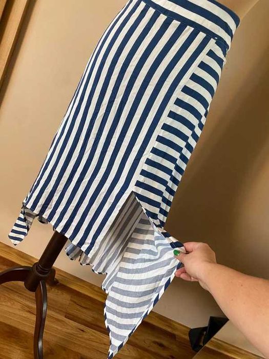 Maxi długa asymetria spodnica pasy paski xxxl 46 48 +size wiskoza