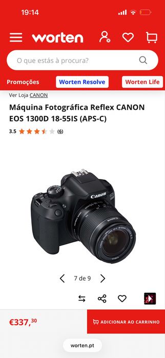 Máquina Fotográfica Reflex Canon EOS 1300D 18-55IS