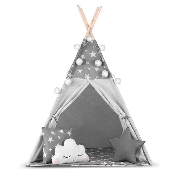 Namiot tipi dla dzieci, z girlandą i światełkami, Nukido, 120x120x165