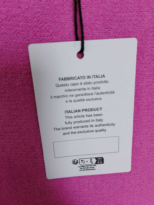 Różowy sweterek nietoperz z alpaką moda włoska  cukierkowy L/XL