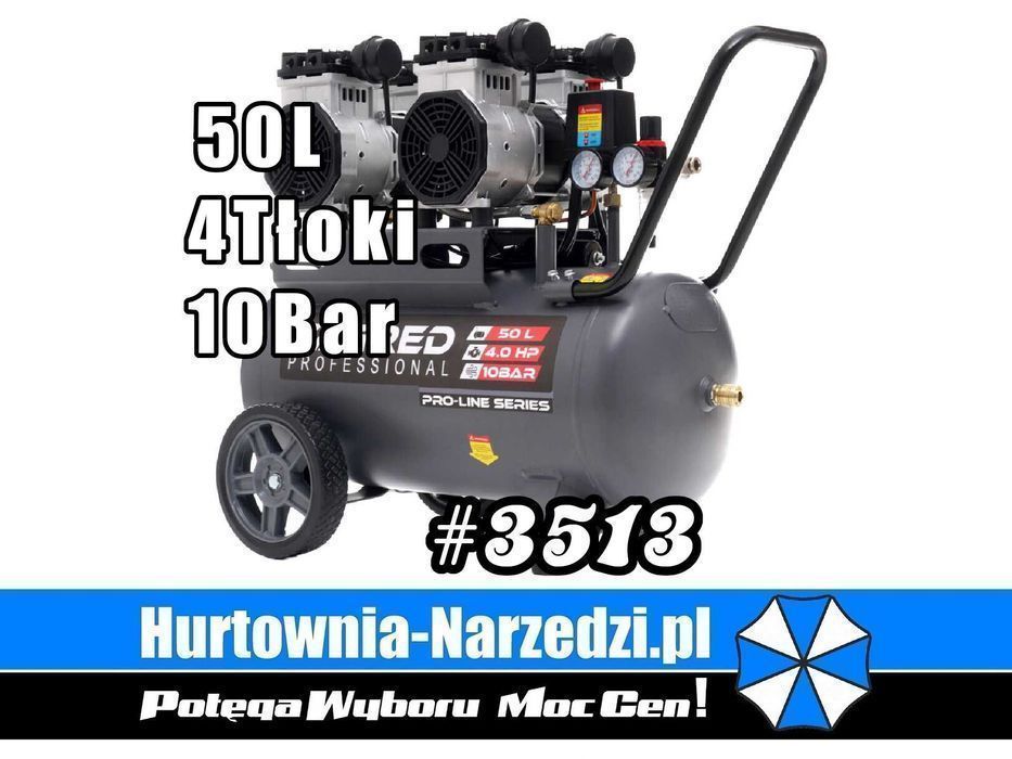 10bar sprężarka bezolejowa 50l 4 tłoki kompresor bezolejowy 50l 4tłoki