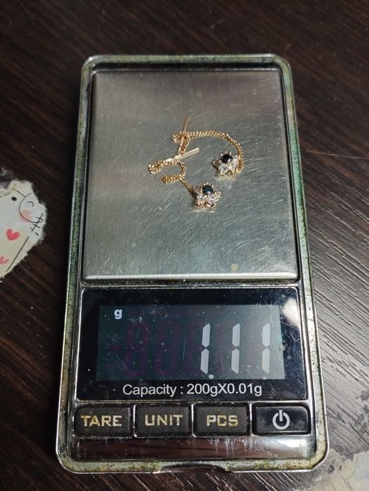 Золотые сережечки протяжки 1.11 грамма