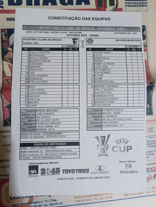 Jornal do ScBraga 2007 vs Bayern Munique
