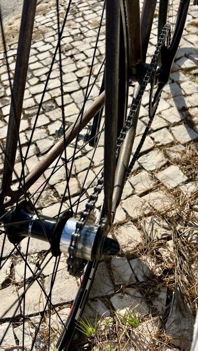 Bicicleta ciclismo fixie single speed Record/campanholo raw finish
