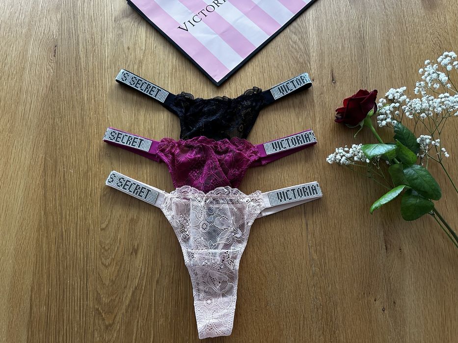 3x Stringi Victoria’s Secret NOWE rozmiar S / M cyrkonie