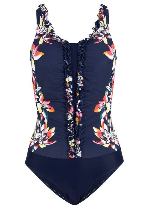 B.P.C kostium kąpielowy granatowy w kwiaty r.38