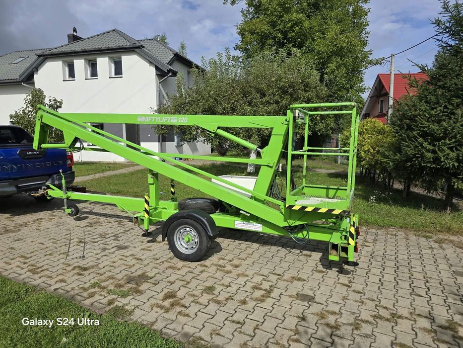 Nifty Niftylift 120 podnośnik koszowy na przyczepie 12 metrów elektryczny oryginalny//Świetnie Utrzymany//Garażowany // Pracował w placówce medycznej // Nie zużyty// Cherry picker// Boom lift// Access platform// Zwyżka// Platforma robocza// podest ruchomy