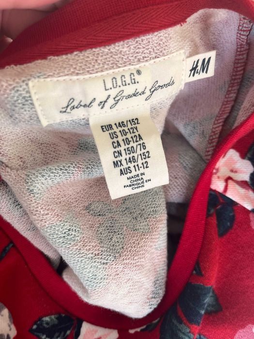 платье туника для девочки теплое красное в цветы H&m 146-152 см, 10-11