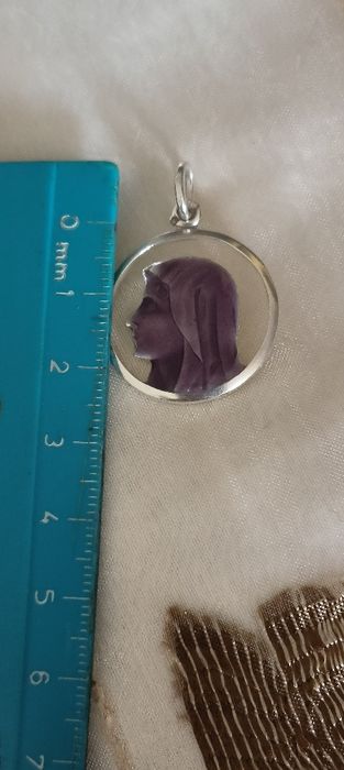Medalha antiga em prata Nossa Senhora