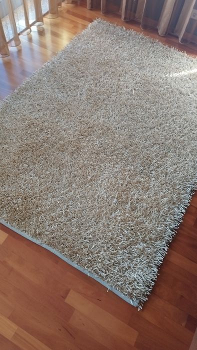 Tapete carpete beje dourado