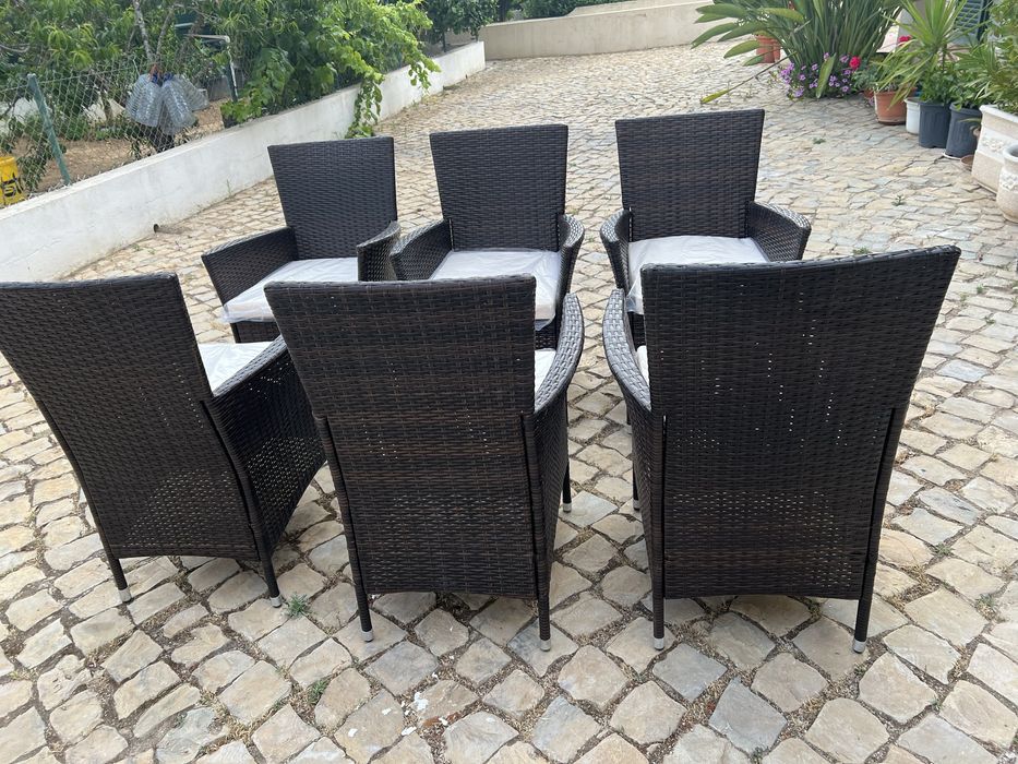 Cadeiras exterior de jardim vime castanho