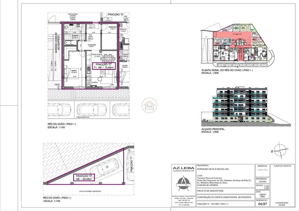 Apartamento T1+1 Fração C em Construção - Barrocas, Oliveira de Azeméi