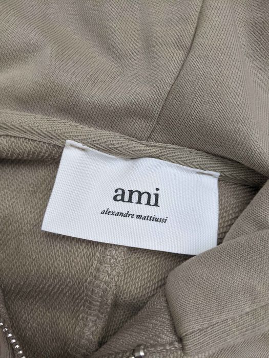 :  AMI Paris Hoodie com Fecho Bege - Tamanho S