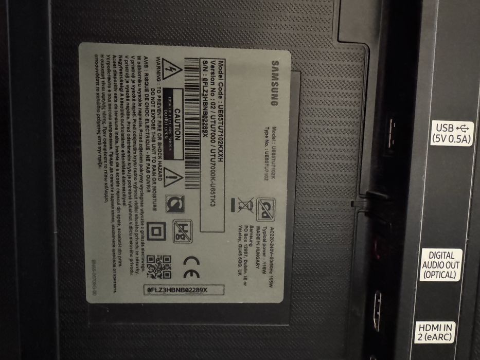 Telewizor Samsung 65 cali ue65tu7102