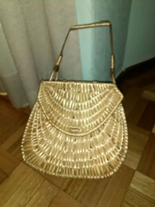 Vintage wicker suitcases in kitsch chic style, brand new condition