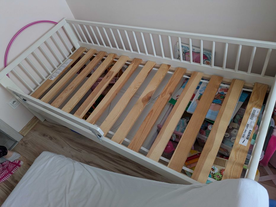 Łóżko dziecięce białe z barierką 160x80