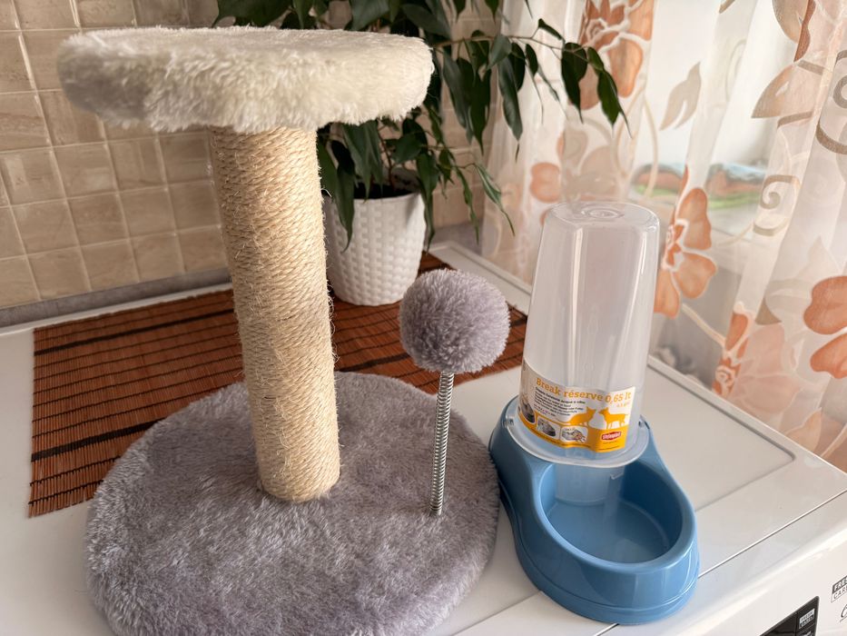 Кігтеточка і миска для тварин