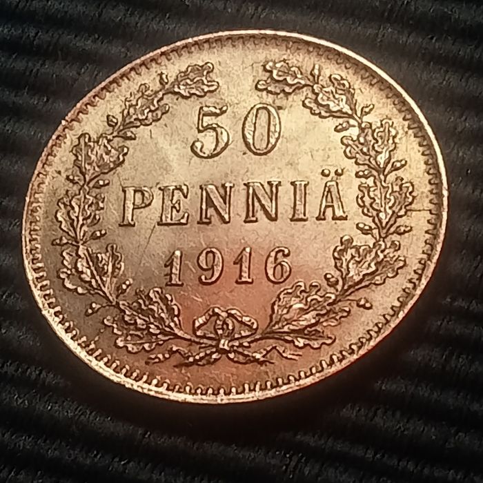moeda prata filandia 50 pennia 1916