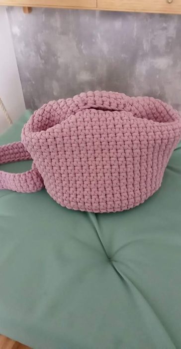 handmade torebka ze sznurka bawełnianego brudny róż