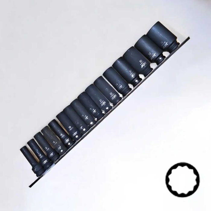 Набір головок ударних довгих 1/2" 12гр.10-32мм (на планке) JTC