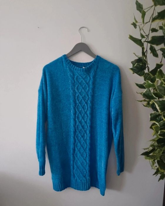 Sweterek sweter pleciony warkocz elegancki efektowny ściągacze