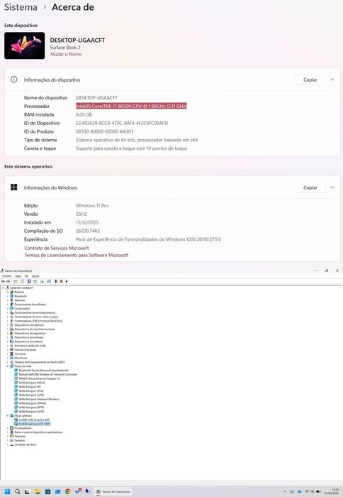 Microsoft Surface Book 2 i7|8GB RAM|SSD 256GB|GTX 1050|Slim Pen 2