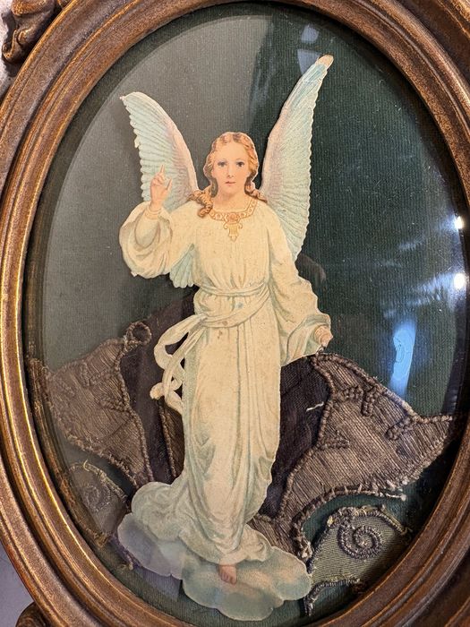 Lindissima antiga imagem de um anjo / registo emoldurado
