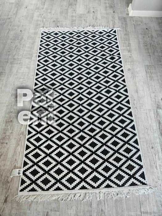 Dywan chodnik 80x150 boho etno wzór romby z frędzlami do salonu