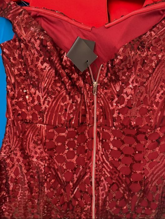 Długa sukienka balowa wieczorowa miss ord burgundowa XL