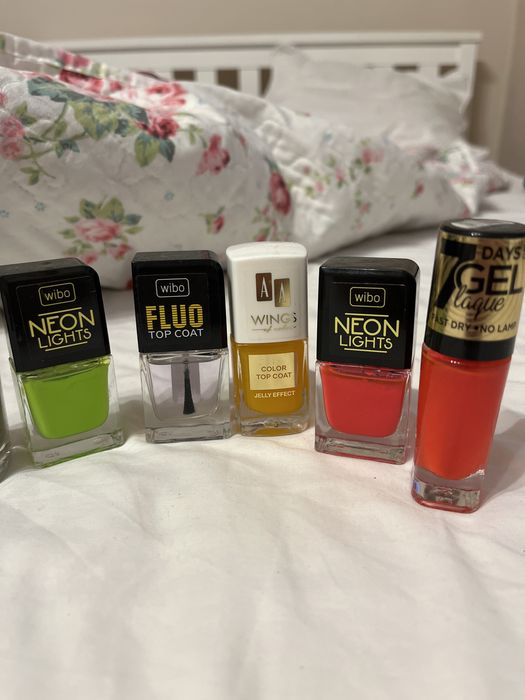 Zestaw lakierów do paznokci neon top coat essie rimmel wibo eveline aa